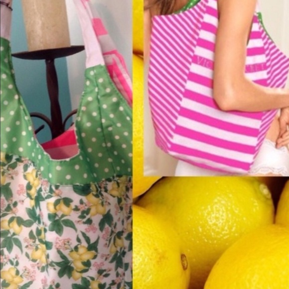 Victoria's Secret Reversible Lemon/Striped Tote - Picture 4 of 4